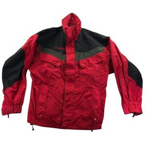 Columbia Mens Jacket Large Red Full Zip Stand Collar Outdoors Hiking Utility